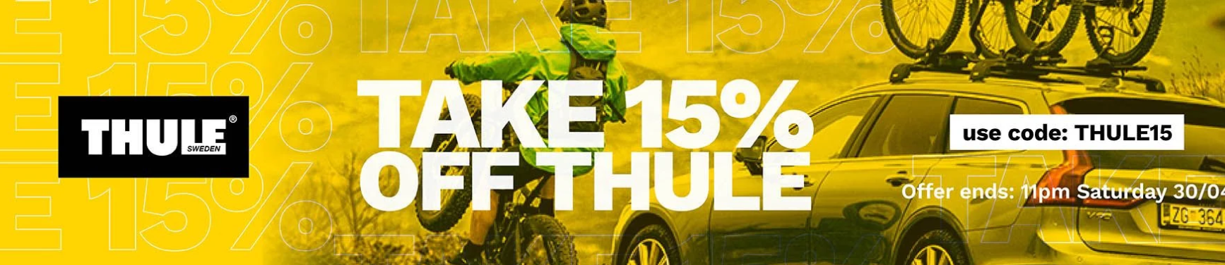 Extra 15% OFF on Thule trailers, bags, accessories with this Pushys promo code