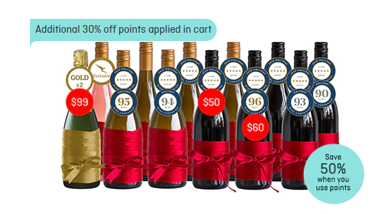 Save up to 50% OFF + additional 30% OFF points on Qantas Wines including sale items