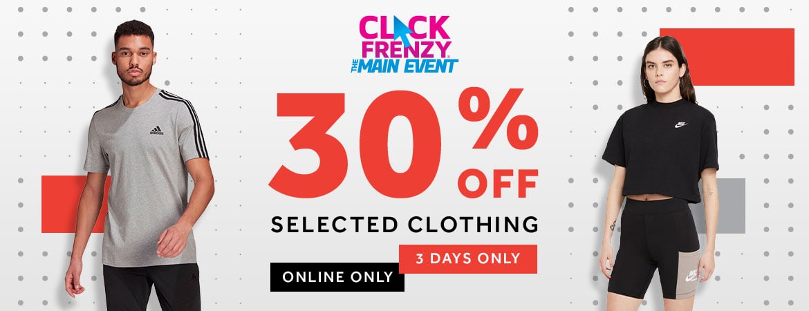 Rebel Sport Click Frenzy sale up to 30% OFF on selected clothing