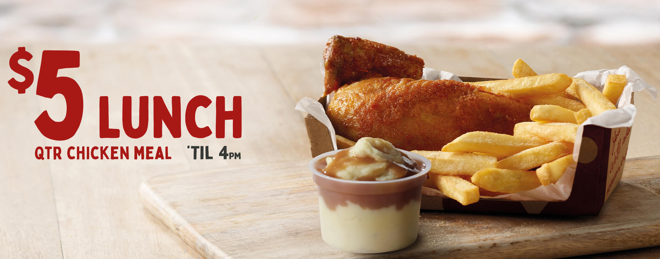 Red Rooster $5 Lunch Qtr chicken meal till 4 pm(In-Store)