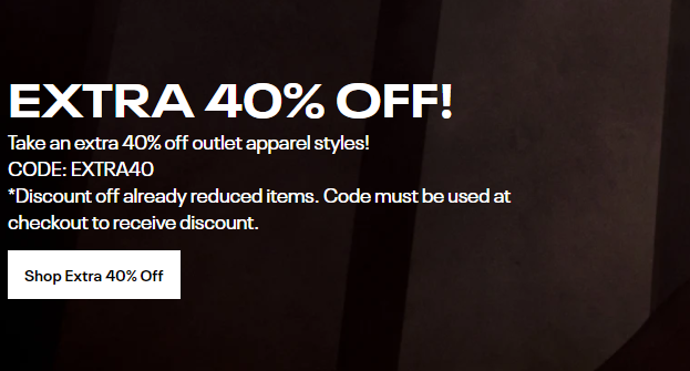 Reebok extra 40% OFF on outlet apparel styles with discount code