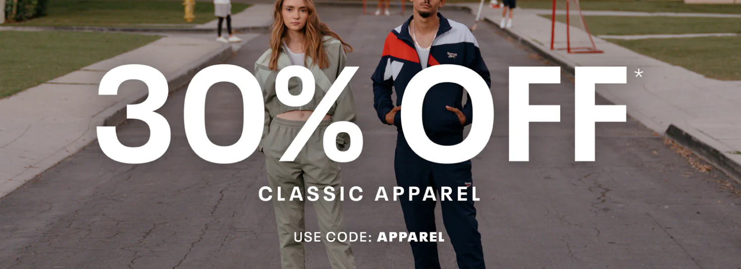 Reebok - Extra 30% OFF Classic Apparel with promo code