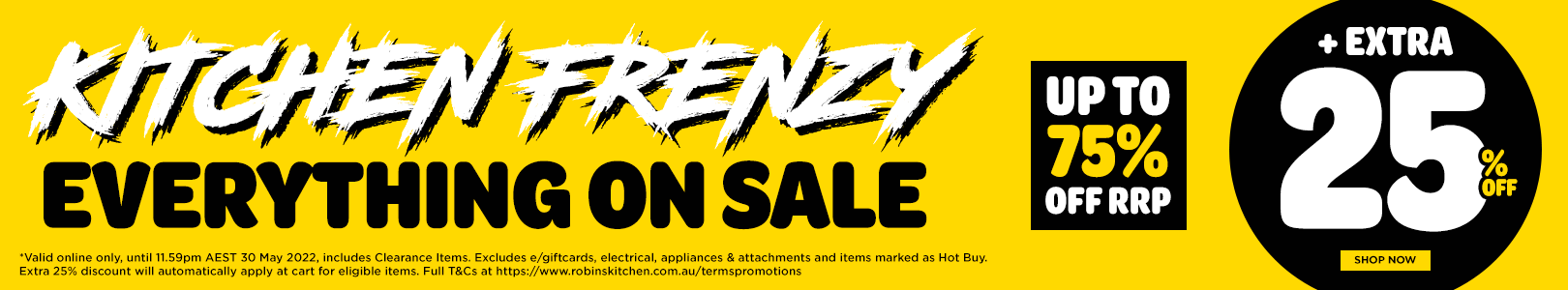 Robins Kitchen Frenzy sale Up to 75% OFF RRP + 25% OFF Sitewide