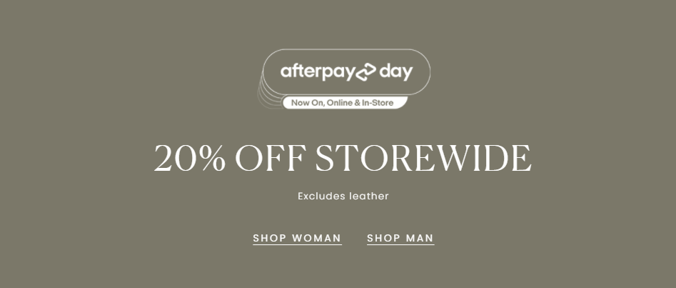 Afterpay Day sale - 20% OFF storewide