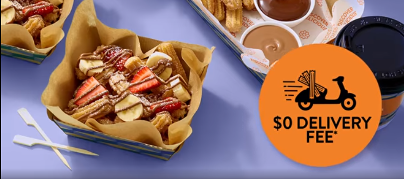 San Churro get $0 DELIVERY FEE to el SOCIAL members (new & existing) at select stores only