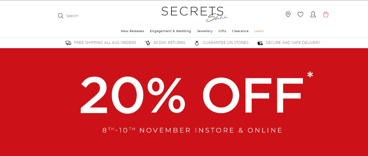 Secrets Shh Frenzy sale - 20% OFF fashion jewellery, Free shipping
