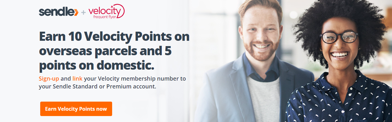 Get 10 Velocity points per international parcel, 5 points for demoestic with Sendle
