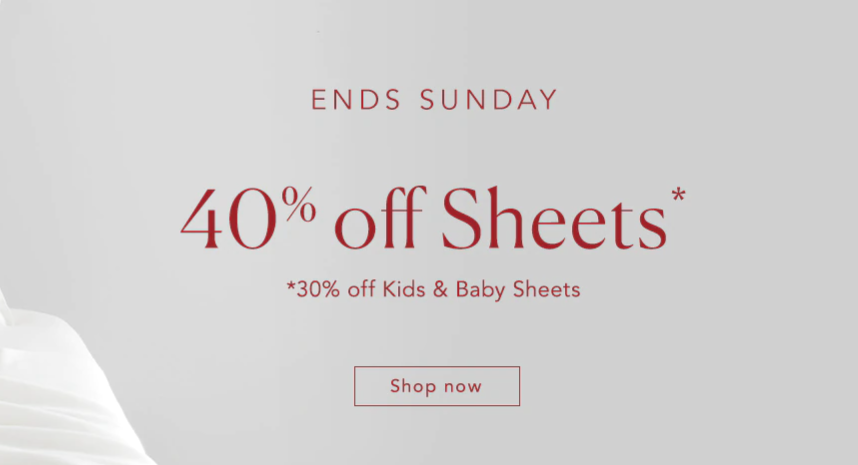 Sheridan 40% OFF on sheets, 30% OFF on kids & baby sheets