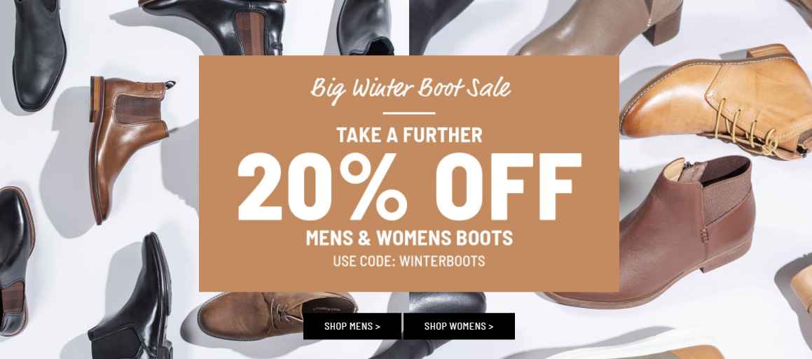 Further 20% OFF on men & women boots