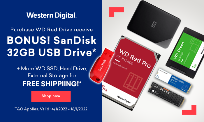 Bonus SanDisk 32GB USB Drive when you purchase selected WD Red Drive + free shipping