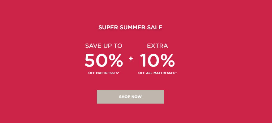 Snooze Summer sale up to 50% OFF + Extra 10% off all mattresses