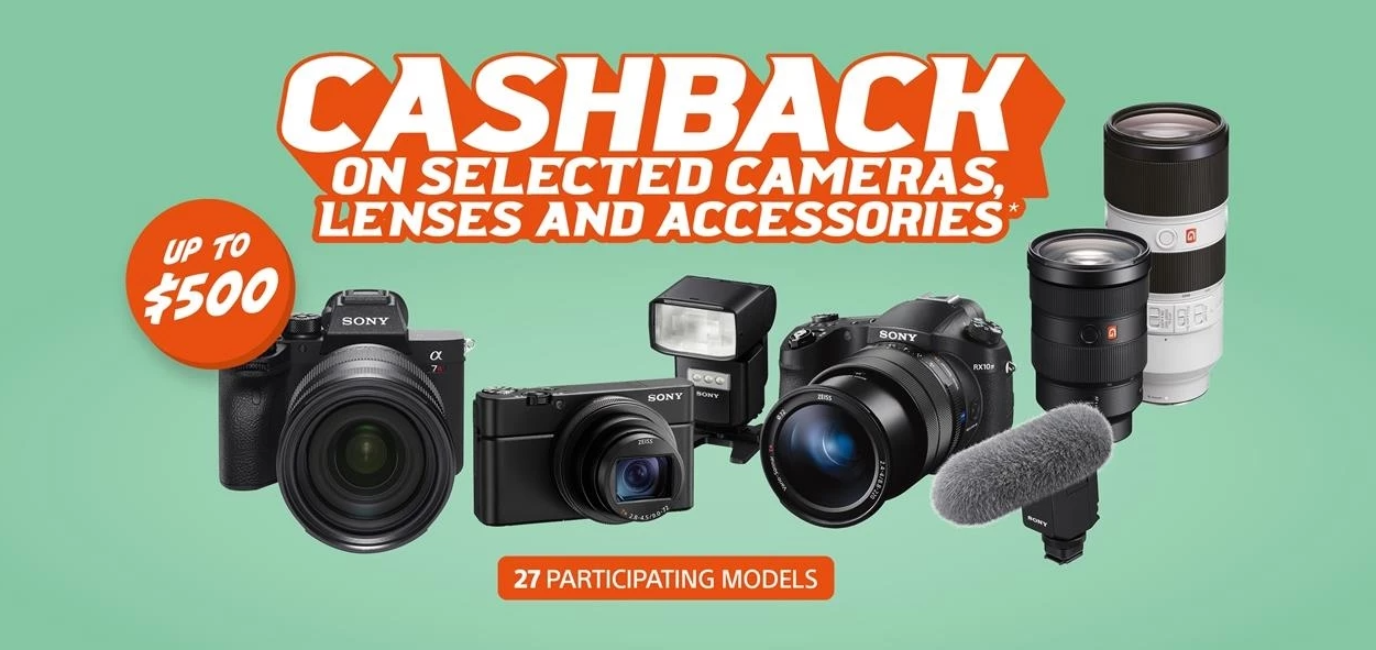 Sony Bonus up to $500 cashback on selected Sony cameras, lenses & accessories