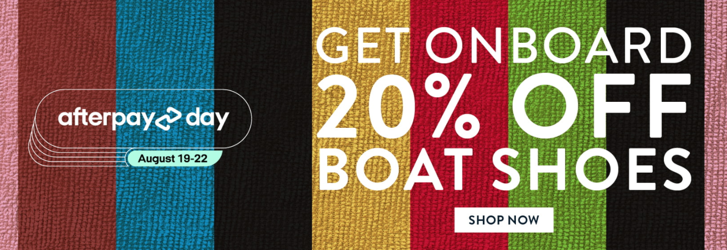 Afterpay Day sale - 20% OFF on Boat shoes