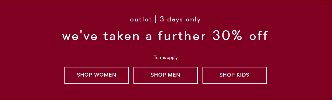Click Frenzy - Take a further 30% OFF on outlet styles