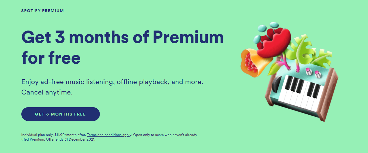 Get 3 months of Spotify Premium for free