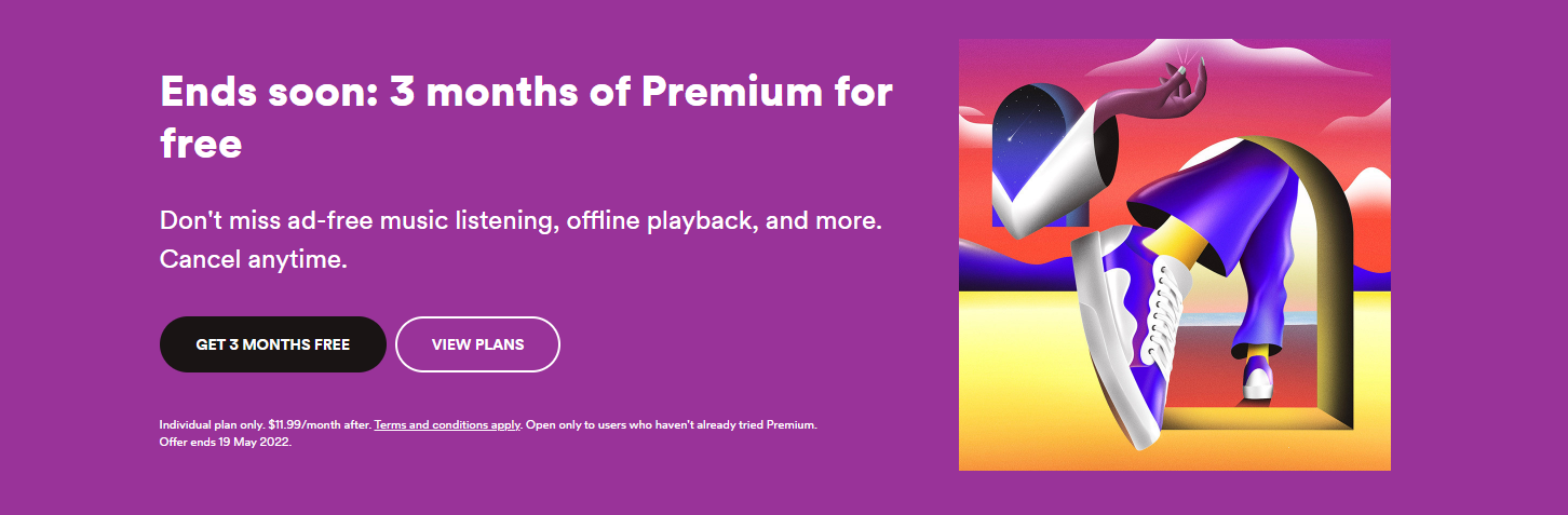 (Extended) Spotify $0 for 3 months of Premium
