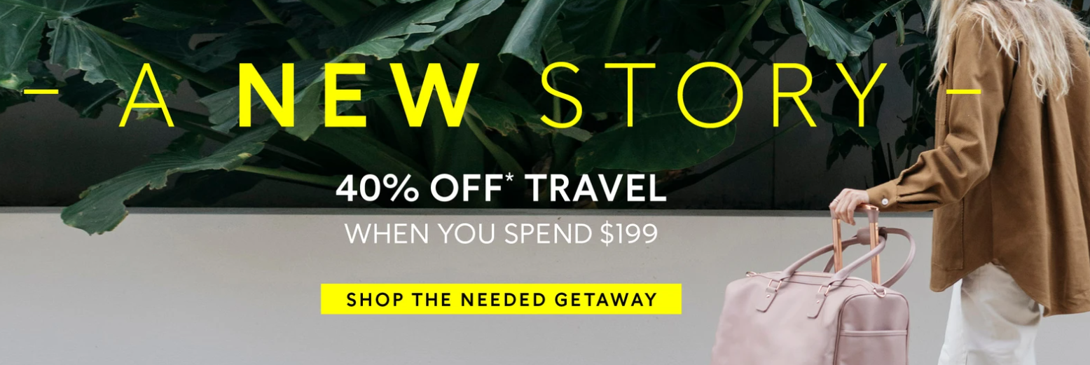 Save 40% OFF travel items with min. spend $199