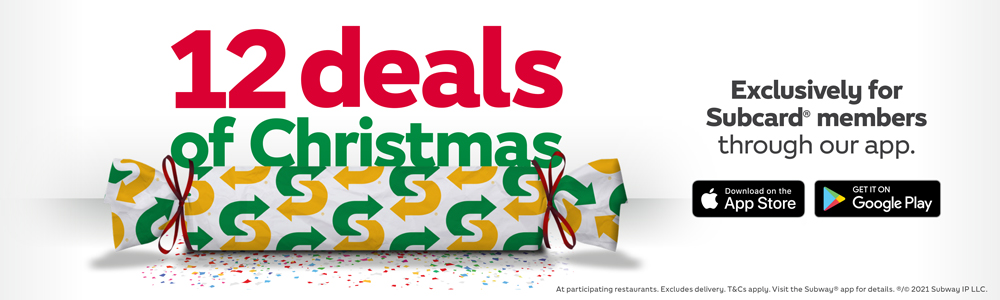 Subway 12 deals of Christmas via app for Subcard members