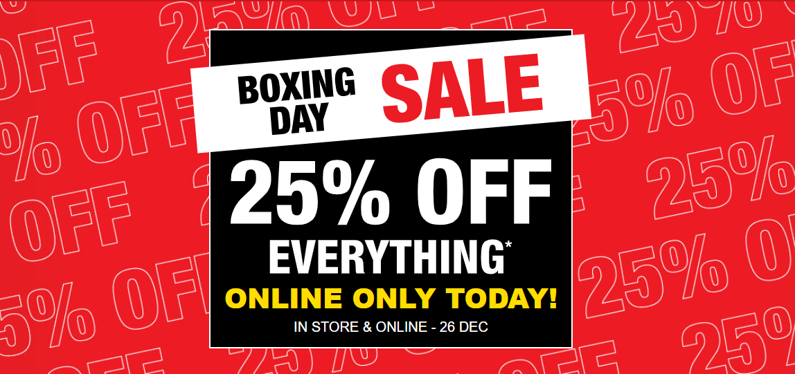 (Upcoming 26th Dec) Supercheap Auto boxing Day sale 25% OFF on everything. Save on oils, parts,&more