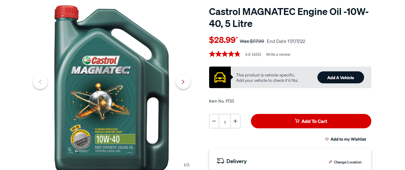 50% OFF Castrol MAGNATEC Engine Oil -10W-40, 5 Litre now $28.99 + delivery at Supercheap Auto