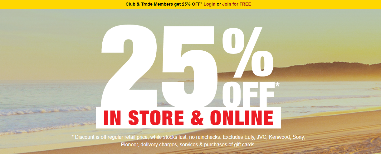 Supercheap Auto 25% OFF on everything in-store & online for Club Plus members. Join now for FREE