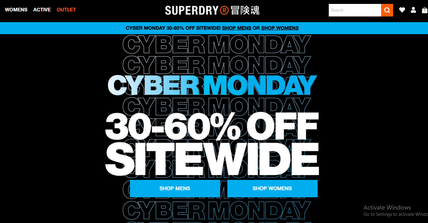 Superdry Cyber Monday 30-60% OFF everything on men & women styles