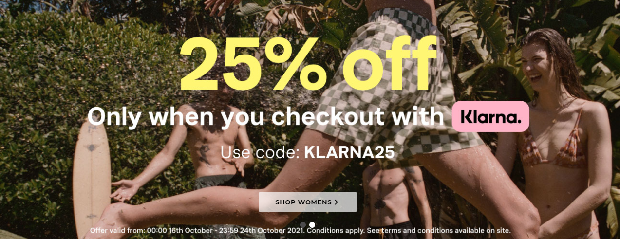 Save extra 25% OFF on your order with promo code(Klarna only)