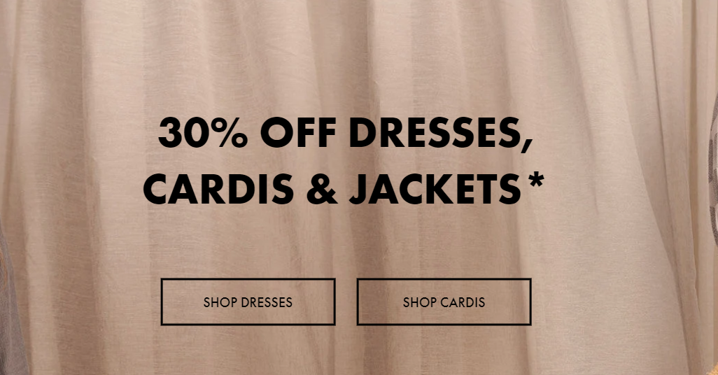 30% off Full Priced Dresses & Cardis