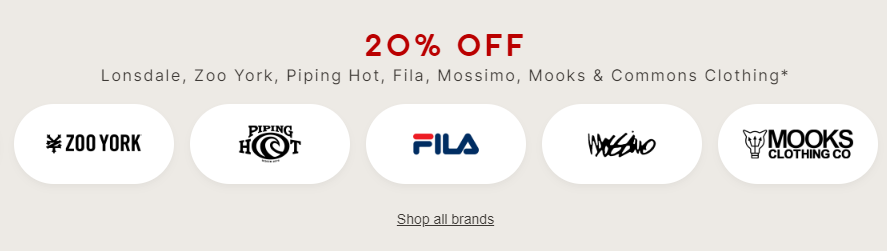Target 20% OFF on Lonsdale, Zoo York, Piping Hot, Mossimo & more