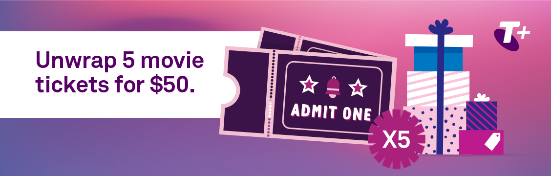 5 movie tickets for $50 for Telstra Plus members