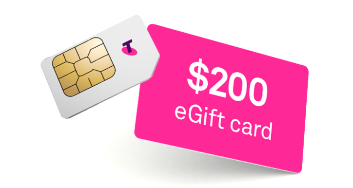 $200 eGift card with a new Medium or above Telstra 5G SIM plan for Samsung phone