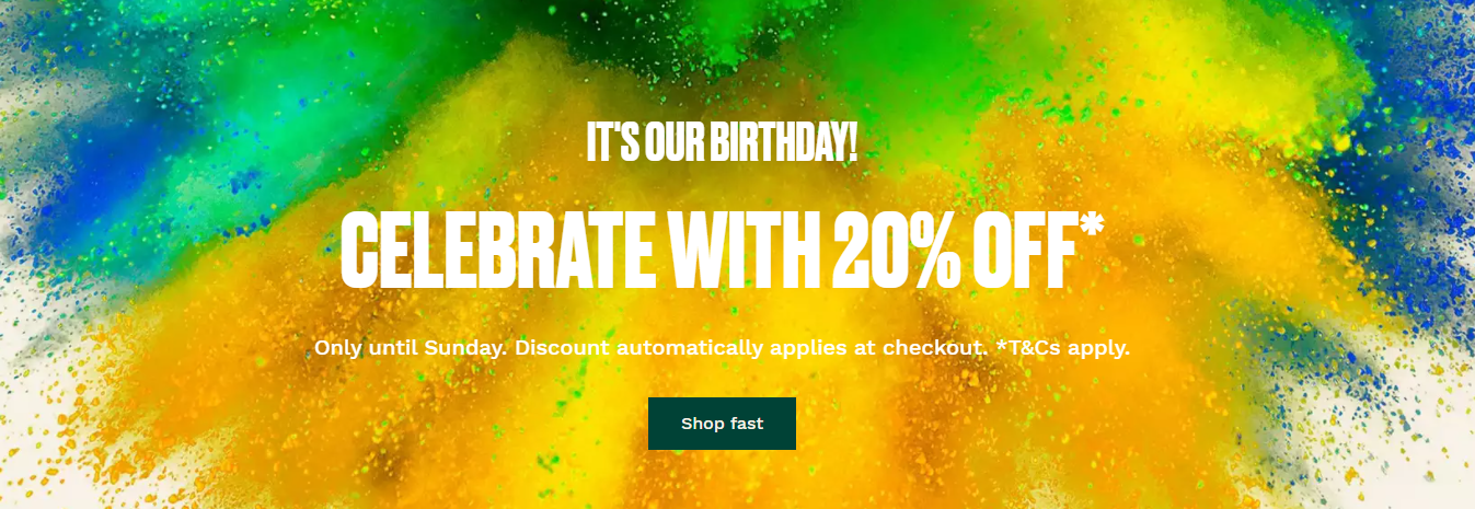The Body Shop Birthday sale 20% OFF on your order. Save on makeup, fragrance, gifts & more