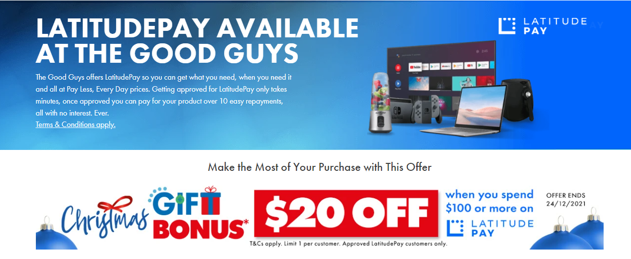 The Good Guys $20 OFF $100+ with LatitudePay