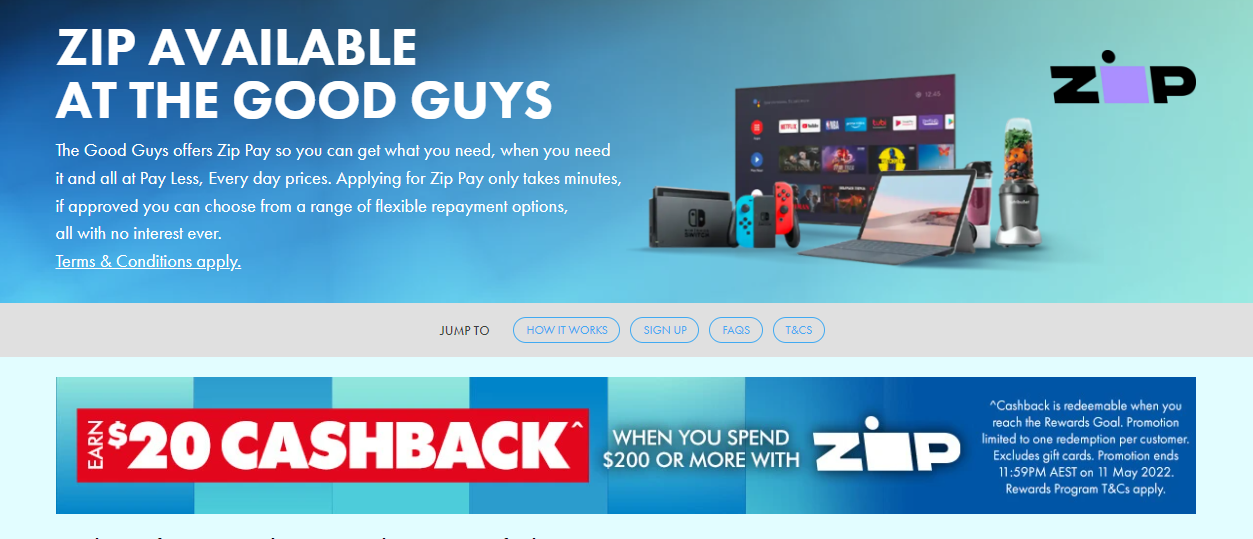 $50 cashback when you spend $500 or more with Zippay at The Good Guys
