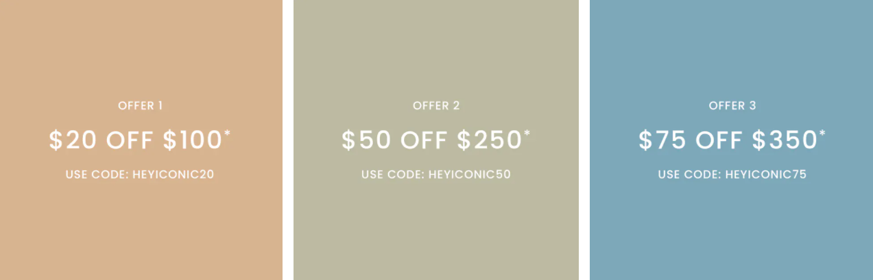 (Updated) The Iconic spend and save up to $75 OFF on your first purchase with promo codes