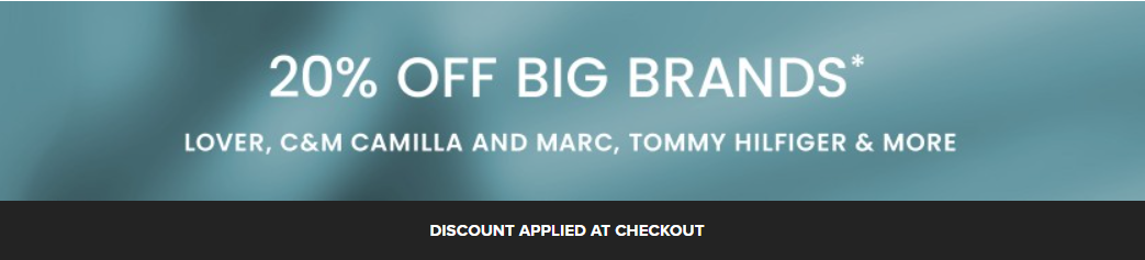 20% OFF BIG BRANDS at this The Iconic sale for limited time