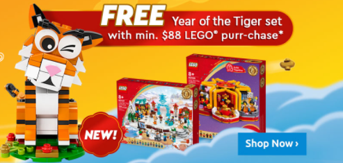 Toys R Us FREE Year of the Tiger set with min. $88 Lego purchase
