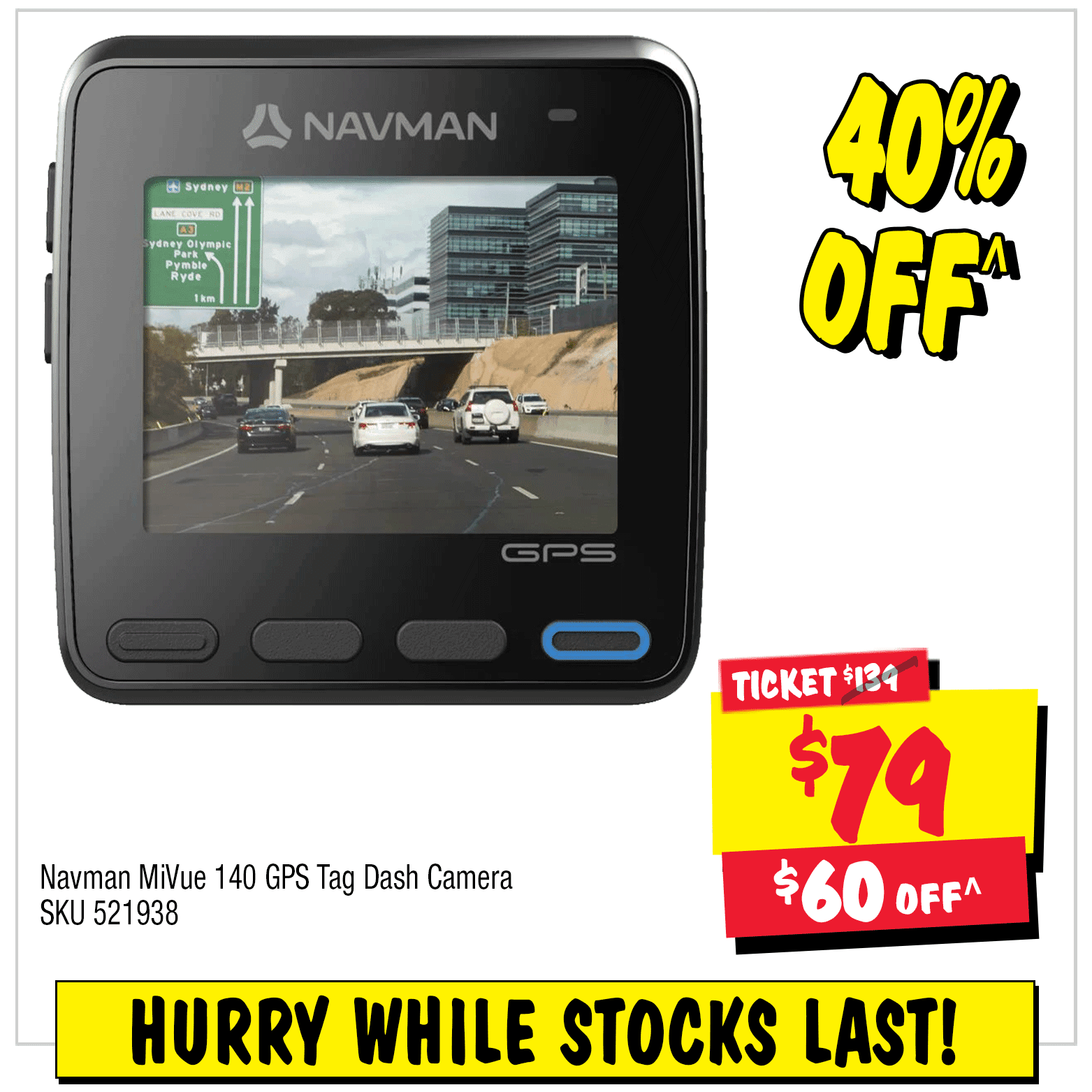 40% OFF Navman MiVue 140 GPS Tag Dash Camera - now $79 + delivery (save $60) with coupon code