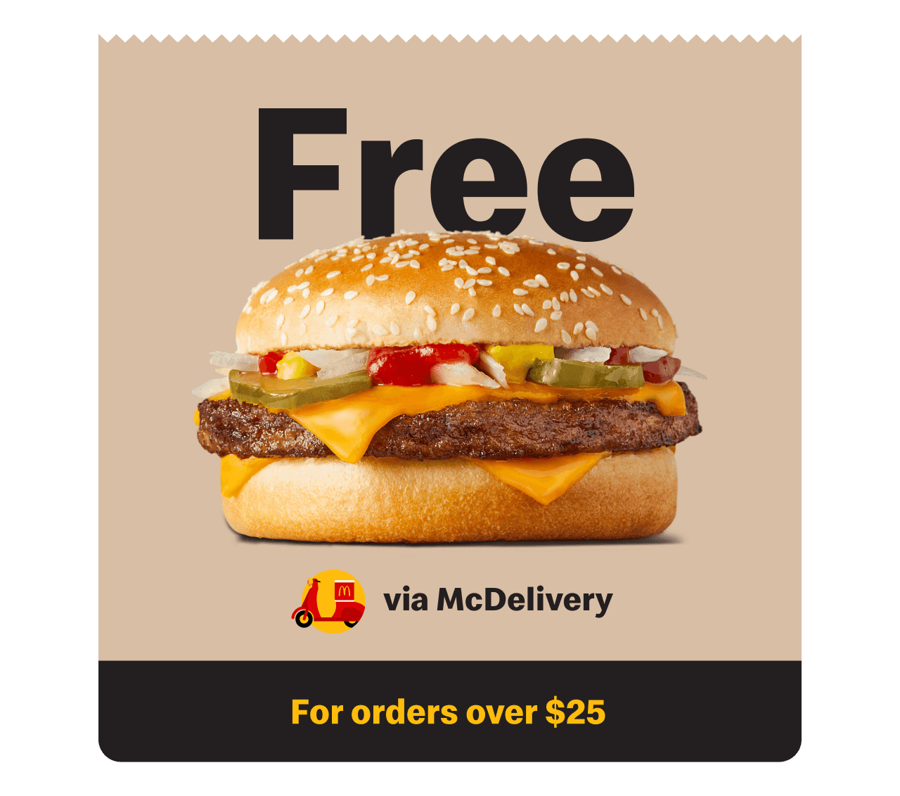 Get a FREE Quarter Pounder with $25+ spend on McDelivery via the MyMacca's app