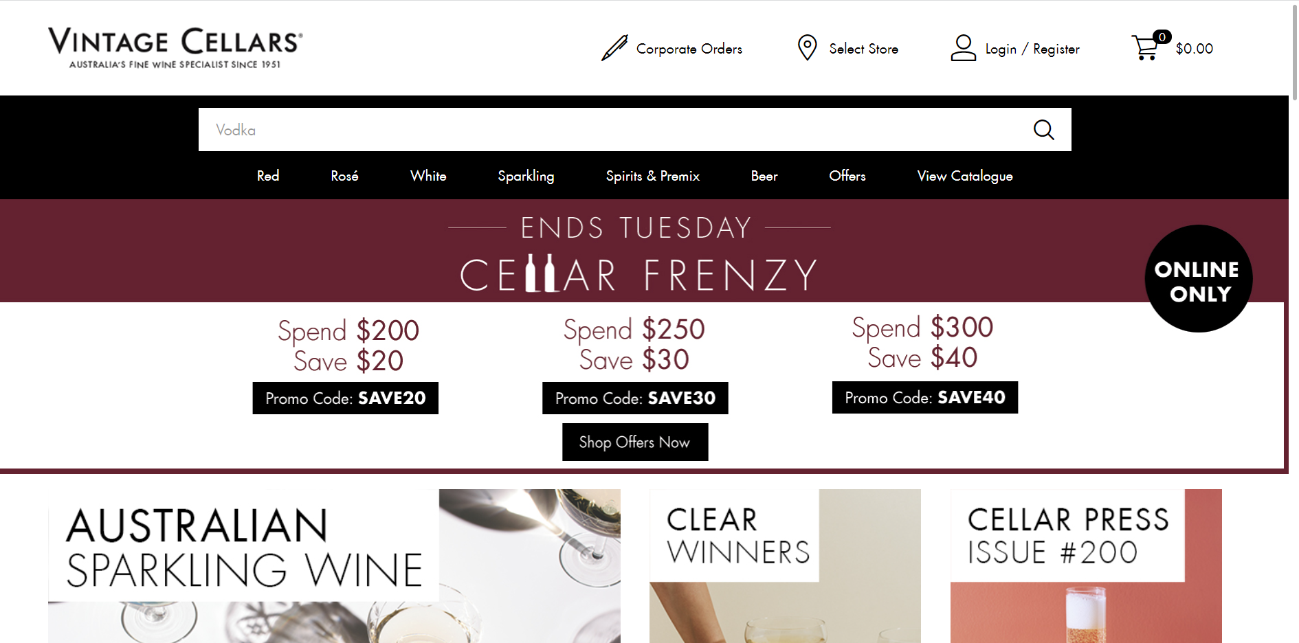 Vintage Cellars spend & save extra up to $40 OFF with discount code