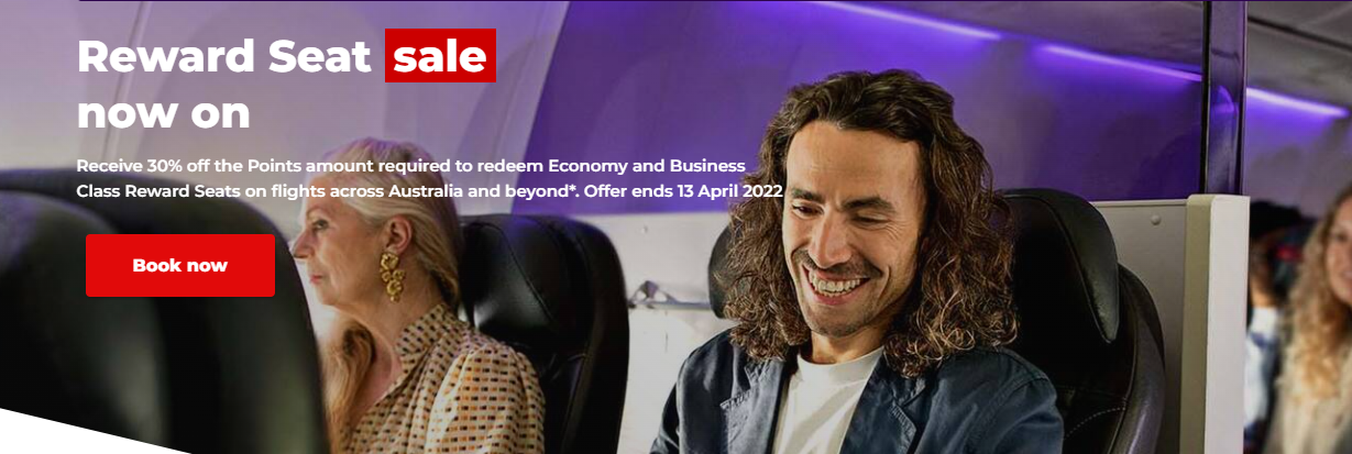 Virgin Australia 30% OFF the points required to redeem Economy and Business Class Reward seats