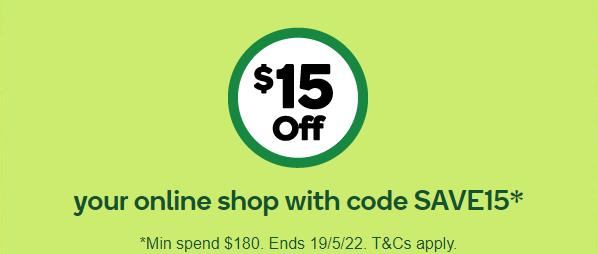 $15 OFF $180 on your online shop with this Woolworths promo code