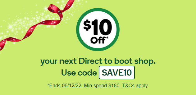 Extra $10 on your next $180 Direct to boot or Pick-up shop with coupon @ Woolworths