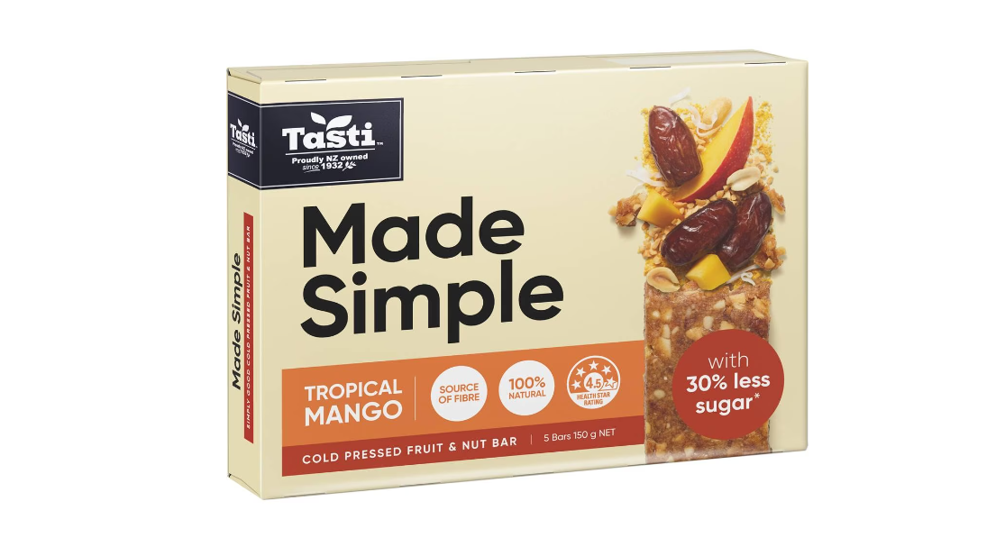 New @ Woolworths - Buy Tasti Made Simple Bar Tropical Mango 150g $5.50